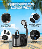 2026 Upgraded Portable Shower for Camping, Rechargeable Camping Shower with Intelligent LED Display, 10 Spray Modes, IPX7 Waterproof Outdoor Camp Pump for Hiking, Travel, Car, Pet