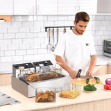 Deep Fryer with Basket, 22.6L/24QT Stainless Steel Countertop Electric Fryer for Home and Commercial Use, Oil Fryer with Temperature Control and Double Overheat Protection