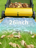 GarveeLife Push Lawn Sweeper, 26 Inch Extra-Wide 4-Brush System, 7 cu.ft. Mesh Bag, Heavy Duty Steel Frame, Height-Adjustable Yard & Garden Cleaner for Leaves and Grass, Yellow