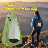 Portable Camping Bathroom Shower Tent Kit, Outdoor Pop Up Privacy Changing Tent with 5 Gallon Shower Bag-(Nozzle Upgraded) (Green)