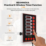 BEAMNOVA 6 Channel Digital Kitchen Timer with Loud Adjustable Alarm, Stainless Steel Commercial Cooking Timer Reminder for Restaurant, Bakery, Multi Dish Cooking & Food Prep, 0-99h Countdown