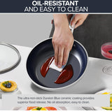 3-Piece 8”, 10”, 12” Forged Lightweight Frying Pan Set, G10 Healthy Duralon Blue Ceramic Ultra Non-Stick Nuwave