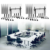 Flip Top Folding Conference Table, Thicken Grey Tabletop, Wooden Meeting Room Office Desk (8, Black+White, 70.8")