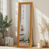 ZHUNFA Full Length Mirror,65x22 Inch Full Length Mirror Wall Mounted,Vertical Hanging,Leaning Standing for Bedroom,Living Room,Rectangular Wooden Frame,Walnut Color.