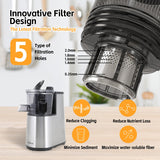 VITAPLUS Stainless Steel Auger Cold Press Juicer, AC Motor Slow Masticating Juicer, Plastic-Free Extractor for Whole Fruits & Vegetables, 5.8" Wide Chute, BPA-Free, Easy to Clean, FDA21 CFR Tested