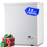 DEMULLER 4.0 Cu.ft Chest Freezer with Electronic Panel, Accurate Temperature Display to 1 ℉, White Deep Freezing Machine with 2 Removable Baskets, Compact Size for Any Space