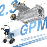 MUTAOMAY 3500PSI Gas Pressure Washer, 2.3GPM Gas Powered High Pressure Washer with 209CC Engine, 4 Adjustable Nozzles, 25 ft High Pressure Hose for Cleaning Walls, Terraces, Vehicles, Garden (Blue)