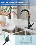 Touchless Kitchen Faucet Motion Sensor - Activated Smart Hands Free Kitchen Faucets with Pull Down Sprayer Single Handle Kitchen Sink Faucet, Oil Rubbed Bronze