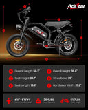 ADISTAR 16" Electric Bike,Peak 1500W,65 Miles Range,748.8Wh