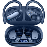 GNMN Active Noise Cancelling Ear Buds Wireless Earbuds 96hrs Playback Bluetooth Headphones Dual Battery Display Stereo Bass Earphones with Earhooks Microphone IPX7 Waterproof for Sports/Runing/Workout