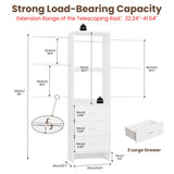 HOMPUS Closet Organizer System with 3 Drawers, 80'' Closet Organizers and Storage, 4-9Ft Adjustable Wall-Mounted Wardrobe System, Walk-in Wardrobe Closet Rack with 4 Hanging Rods for Bedroom, White