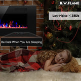 R.W.FLAME Electric Fireplace 50 inch Recessed and Wall Mounted,The Thinnest FireplaceLow Noise, Fit for 2 x 6 Stud, Remote Control with Timer,Touch Screen,Adjustable Flame Colors and Speed