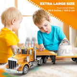 KIDMARKT 39.6" Giant RC Semi-Trailer Truck for Kids | 16-Channel Remote Control Transport Truck with Lights & Sounds, Rechargeable Construction Vehicle Toy, Birthday Gifts for Boys Ages 6+(2026 New)