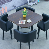 4 Person Square Dining Table and Chair Set, Small Conference/Office Reception Negotiation Table, Kitchen Black Furniture