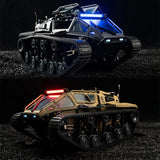 toylefun RC Military Tank Armored Fighting Car with LED Lights, 2.4G Remote Control, 1:16 Scale All-Terrain Vehicle, Dual Motor Drive, Door Open (【Grey】 Full Proportional RC Tank with 2 Batteries)