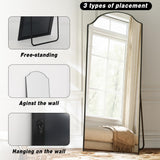 VooBang Triple-Arched Mirror Full Length, 71" x 32" Floor Mirror with Stand, Matte Aluminum Alloy Frame Full Body Mirror, Standing Hanging or Leaning for Bedroom and Living Room, Black