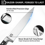 KnifeSaga Knife Set, 15 Pcs Kitchen Knife Block Set, Enduring Razor-Sharp High Carbon Stainless Steel Chef Knife Set with Block and Sharpener