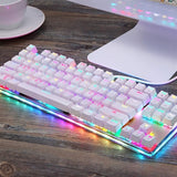 Wired Mechanical Gaming Keyboard Transparent Bottom Cover 87 Keys for Home PC Game 9 Lighting Effects RGB Backlight