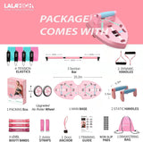 LALAHIGH Home Workout Equipment for Women, Multifunction Push Up Board, Portable Home Gym System with Resistance Bands,Ab Roller Wheel, and 20 Gym Accessories, Professional Strength Training Exercise LALAHIGH