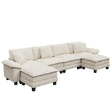 PHI VILLA Oversized 6-Seat U Shaped Modular Cloud Couch Sectional Sofa