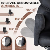 Big and Tall Office Chair,Wide Criss Cross Legged Chair with Flip Arm, Grey