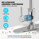 AVSIILE Brushed Nickel Kitchen Faucets with Pull Down Sprayer & Soap Dispenser, Single Hole & Handle, Pull Out Tap, Waterfall Stainless Steel Sink Faucet for Farmhouse Camper Laundry Rv Bar