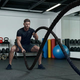 Battle Rope for Home Gym Workout - 1.5 Inch 40ft Heavy Weighted Training Exercise Ropes Fitness Equipment with Sleeve and Anchor Strap Kit for Outdoor Working Out