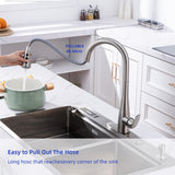 HGHGK Touch on Kitchen Faucet with Soap Dispenser and Pull Down Sprayer - Single Handle Kitchen Sink Faucet, 1 or 3 Hole Design for Modern Farmhouse Kitchens and Bar Sinks