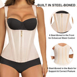 SHAPERX Waist Trainer Corset for Women Tummy Control Sport Girdle Hourglass Waist Cincher Body Shaper with Steel Boned,SZ7293-Beige-L