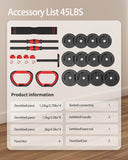 UNNMIIY Adjustable Dumbbells, 20/30/45/70/90lbs Free Weight Set with Connector,5 in1 Dumbbells Set Used as Barbell, Kettlebells, Push up Stand