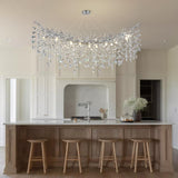 kvtinmty Modern Crystal Silver Chandelier, 55" Large Rectangular Oval Tree Branch Crystal Chandeliers for Dining Room,16-Light Flush Mount K9 Crystal Chandeliers, for Kitchen Island,Dining Room