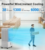 AKIRES 6000CFM Large Swamp Cooler with 13.5-Gal Water Tank,3-IN-1 Evaporative Air Cooler with Remote Control,4 Ice Packs,12H Timer, Evaporative Cooler for Indoor,Outdoor,Garage Use(47IN)