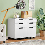 Letaya 3 Drawer Mobile File Cabinet with Lock,Under Desk Metal Small Filing Cabinets for Home Office Organizer Letters/Legal/A4(Fully Assembled Except Wheels-White)