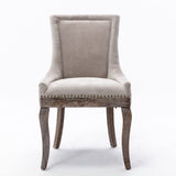 MOOLSUN Fabric Dining Chairs Set of 4, High Back Side Chairs, Modern Padded High-End Tufted Upholstered Chairs with Button-Tufted Back & Rear Pull Tabs, Solid Wood Legs C-Beige-(Wood Legs)
