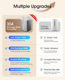 4.6L/1.2Gal Stainless Steel Humidifier for Bedroom, Top Fill Ultrasonic Cool Mist Humidifier Dishwasher Safe, Ultra-Low Noise, Sleep Mode, Humidifiers for Baby Nursery, Office & Indoor Plants