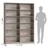 Bookshelf and Bookcase, 6-Tier Double Wide Bookshelves, Freestanding Display Storage Shelves
