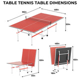 Foldable Ping Pong Table for Indoor/Outdoor, 8X4FT Mid-Size Table Tennis Table with Net, 2 Table Tennis Paddles and 3 Balls - Easy Assembly - Tournament Quality - Perfect for Family Game Rooms