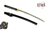 Hand Forged 1045 Damascus Dragon Wakizashi, Visible Hamon Full Tang Sword