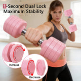 Adjustable Dumbbell Set of 2 Total 20 Lbs 4-in-1 Each 4lb 6lb 8lb 10lb 1s-Adjust Dual-Stable Free Weights for Women Men Home Gym Outdoor Workouts (Pink [20LBS Total])