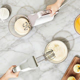 warran Master 4-in-1 Electric Hand Mixer with Turbo Boost, Stainless Steel Whisk, Beaters, Dough Hooks & Milk Frother, Lightweight Handheld Mixer for Baking & Coffee, Light Olive Green