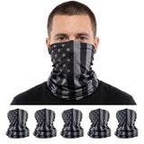 S A Company 5 Pack UV Face Shield Multipurpose Protector Neck Gaiter Elastic Face Mask Patriotic Design for Men, Blackout American Flag