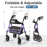 HOMLAND Foldable Rollator Walker with Seat for Seniors, 16" Enlarged Seat