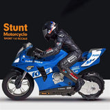ZAVEIOP Remote Control Motorcycle, High Speed Self Balancing Single Wheel Stunt RC, 1/6 Scale 360 Rotating LED Flashlight Toy, Best Xmas Gift for Boys & Girls, Blue