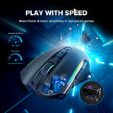Wireless Mouse Gaming with 8000 DPI, PC Gaming Mice with Fire Button