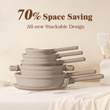 SENSARTE 20Pcs Pots and Pans Set Nonstick, Ceramic Cookware Set Non Stick, Non-toxic Healthy Kitchen Cooking Set, Induction Compatible, Dishwasher Safe, PFAS/PTFE/PFOA Free, TAUPE