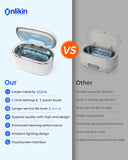onlikin 35W Ultrasonic Jewelry Cleaner, 45KHz Retainer Cleaner for Jewelry, 5 Timer & 3 Power Modes, Eyeglasses, Rings, Watch Strap, Dentures - 20oz, 304 Stainless Steel Tank, Quiet <38dB (White)