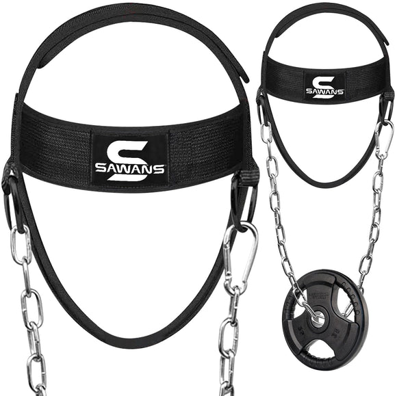 SAWANS Neck Trainer Harness for Weight Sports - Neck Stretcher & Head Trainer - Adjustable, Black SAWANS