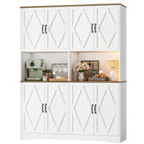HOSTACK 71" Tall Pantry Cabinet, 55" Wide Kitchen Pantry Storage Cabinet, Large Kitchen Hutch with 2 Microwave Stands, Farmhouse Coffee Bar Station with Doors and Shelves for Dining Room, White