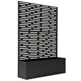 Black Freestanding Metal Privacy Screen Room Divider with Flower Box