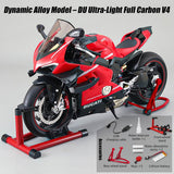Wodoochey 1/7 Scale Alloy Dynamic Motorcycle Model with Ignition System and Smoke Spray, Die-cast Motorcycle Gift for Adult Collectors & Enthusiasts